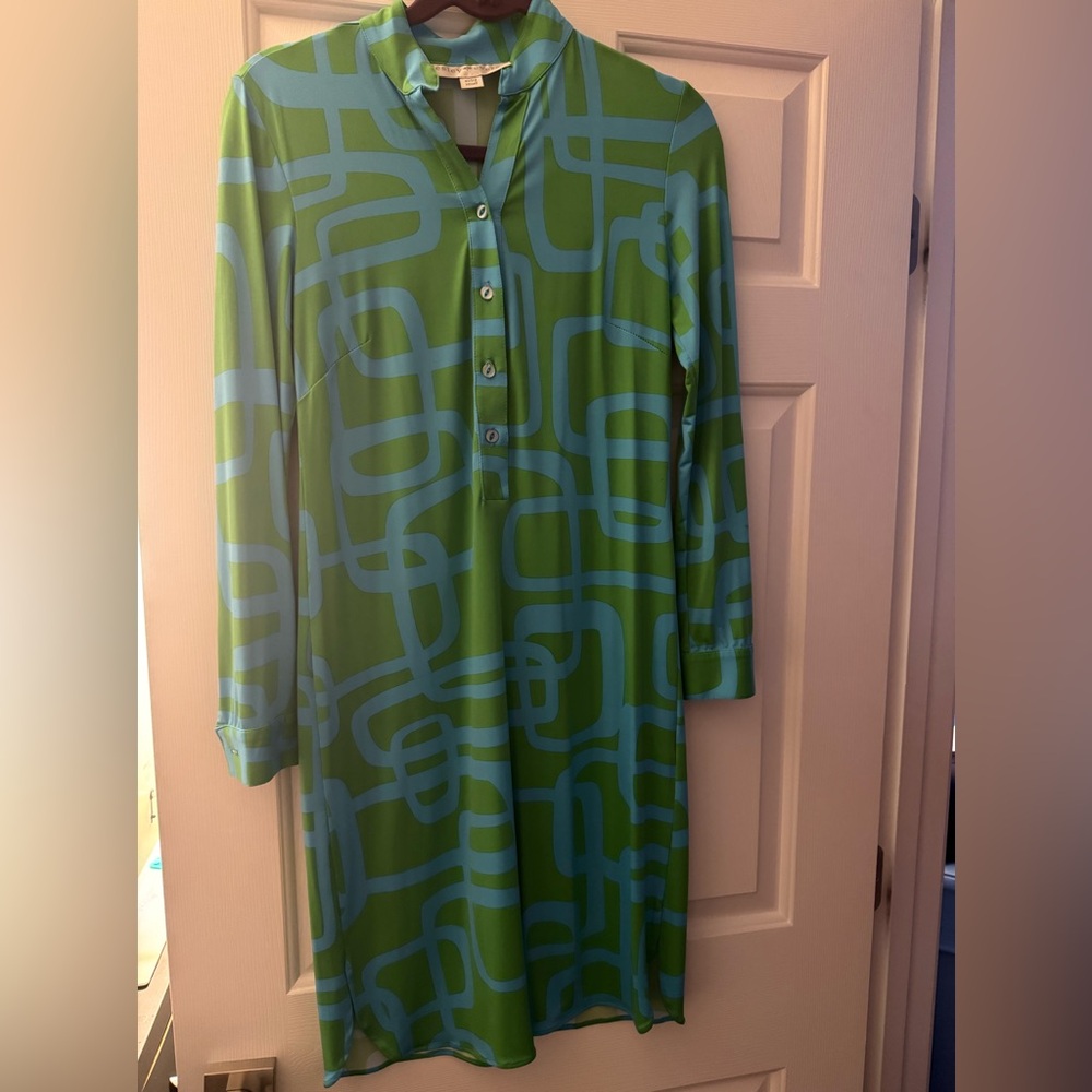 Blue and Green lesley Evers dress